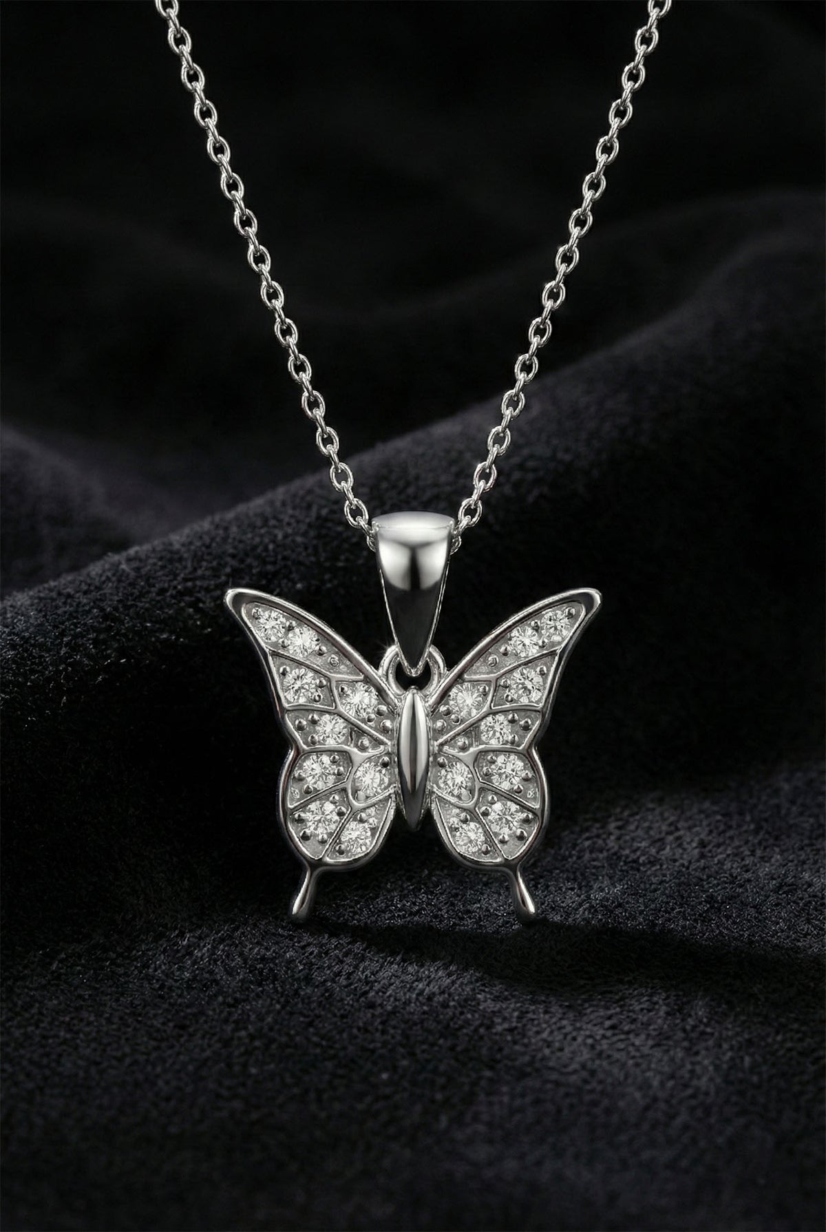 Zircon Butterfly Necklace & Earrings Set in 925 sterling silver - view 4