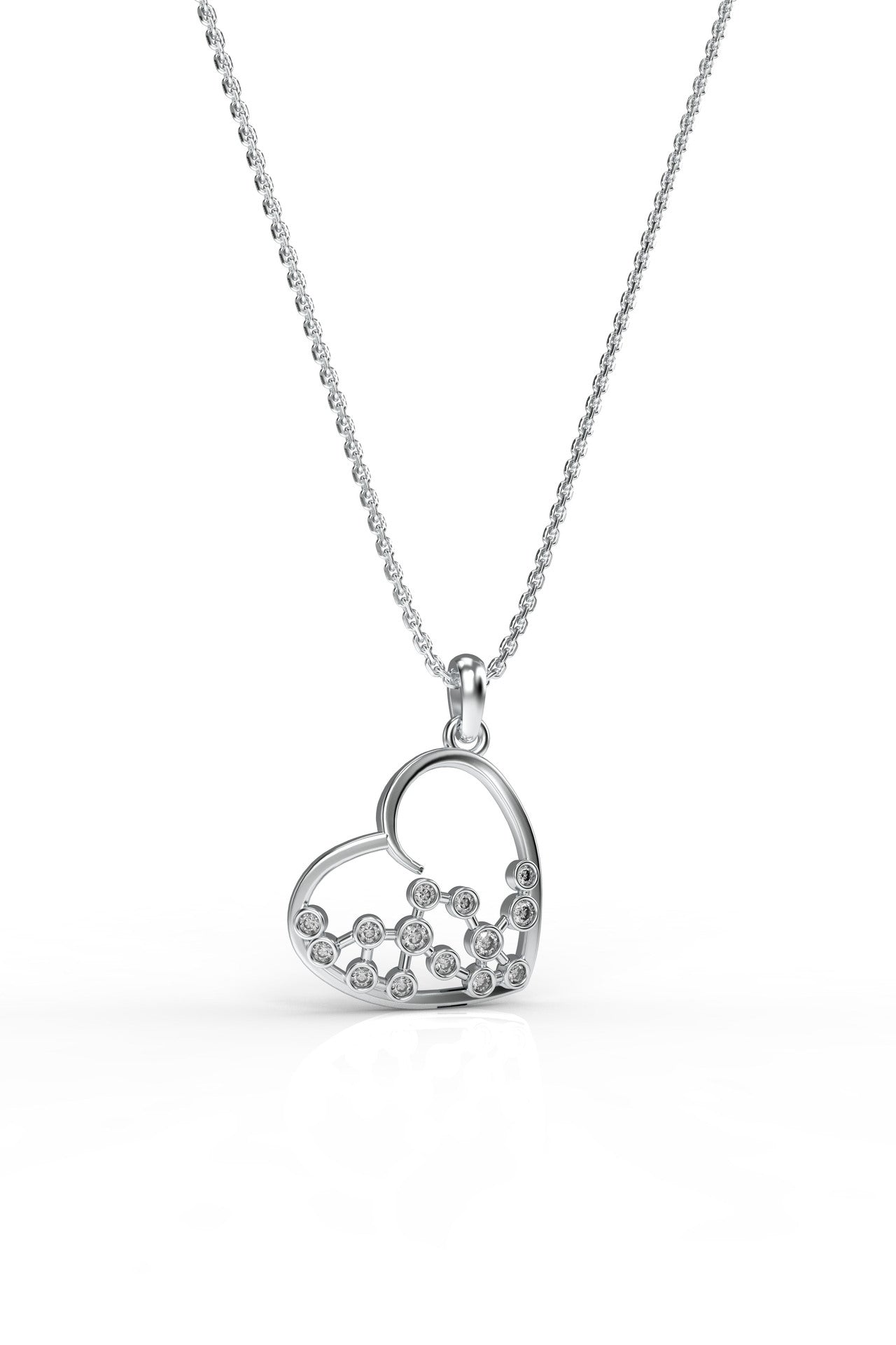 CZ Minimalist Star Heart Necklace Rhodium Plated Silver