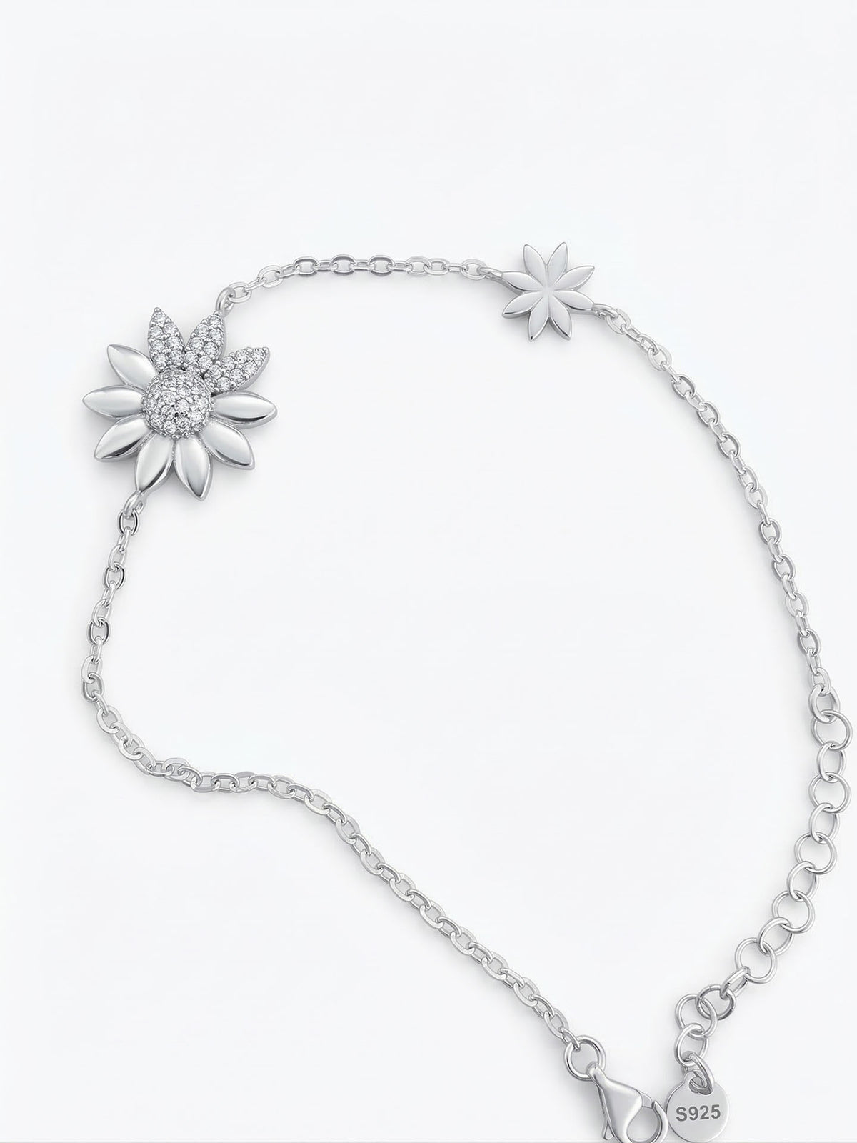 Rhodium Plated Daisy Zircon Bracelet in 925 sterling silver - view 4