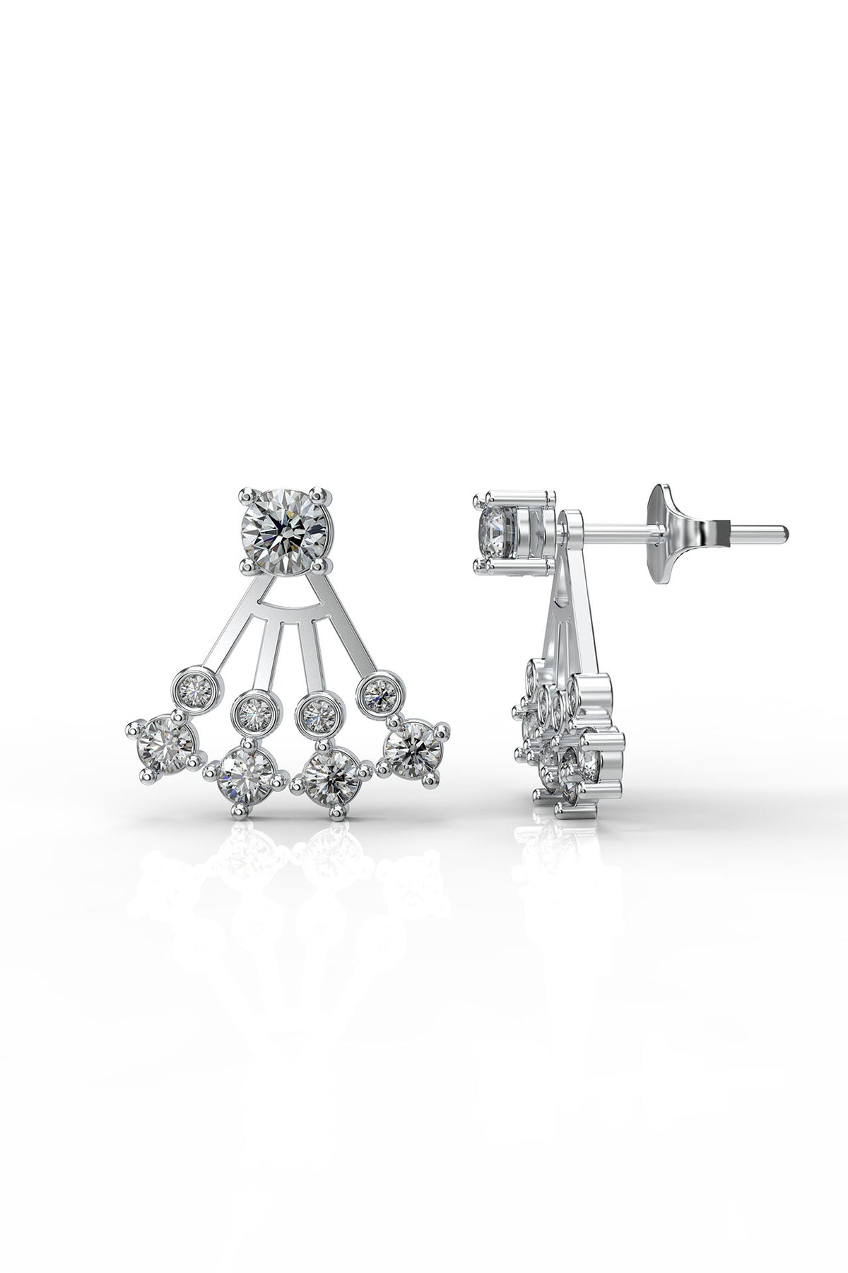 Solitaire Fan Two-Piece Ear Jacket Earrings in 925 sterling silver - view 5