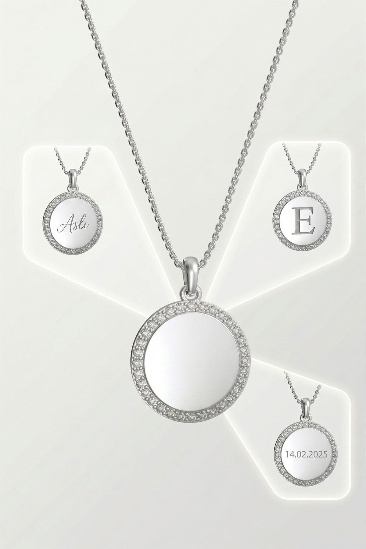 Round Zircon Name Necklace - Personalizable in 925 sterling silver - view 3