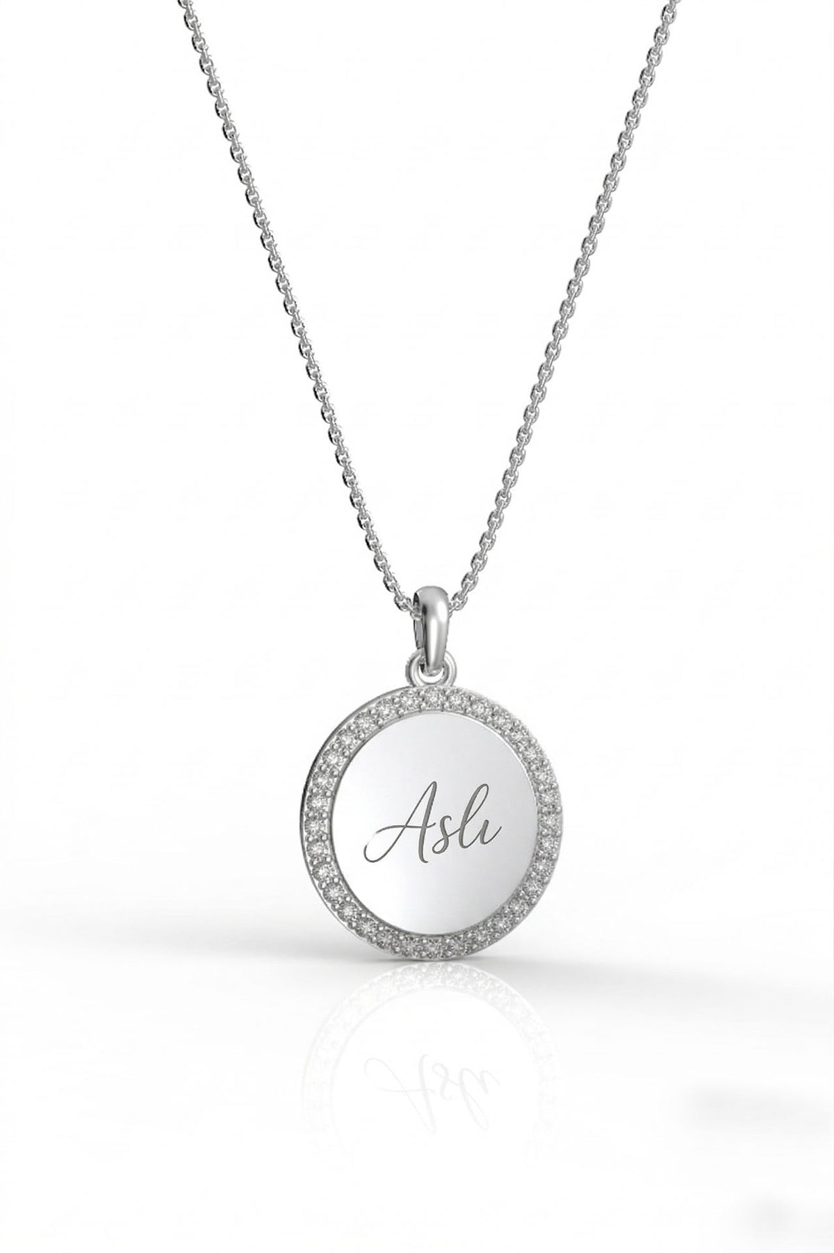 Round Zircon Name Necklace - Personalizable in 925 sterling silver - view 5