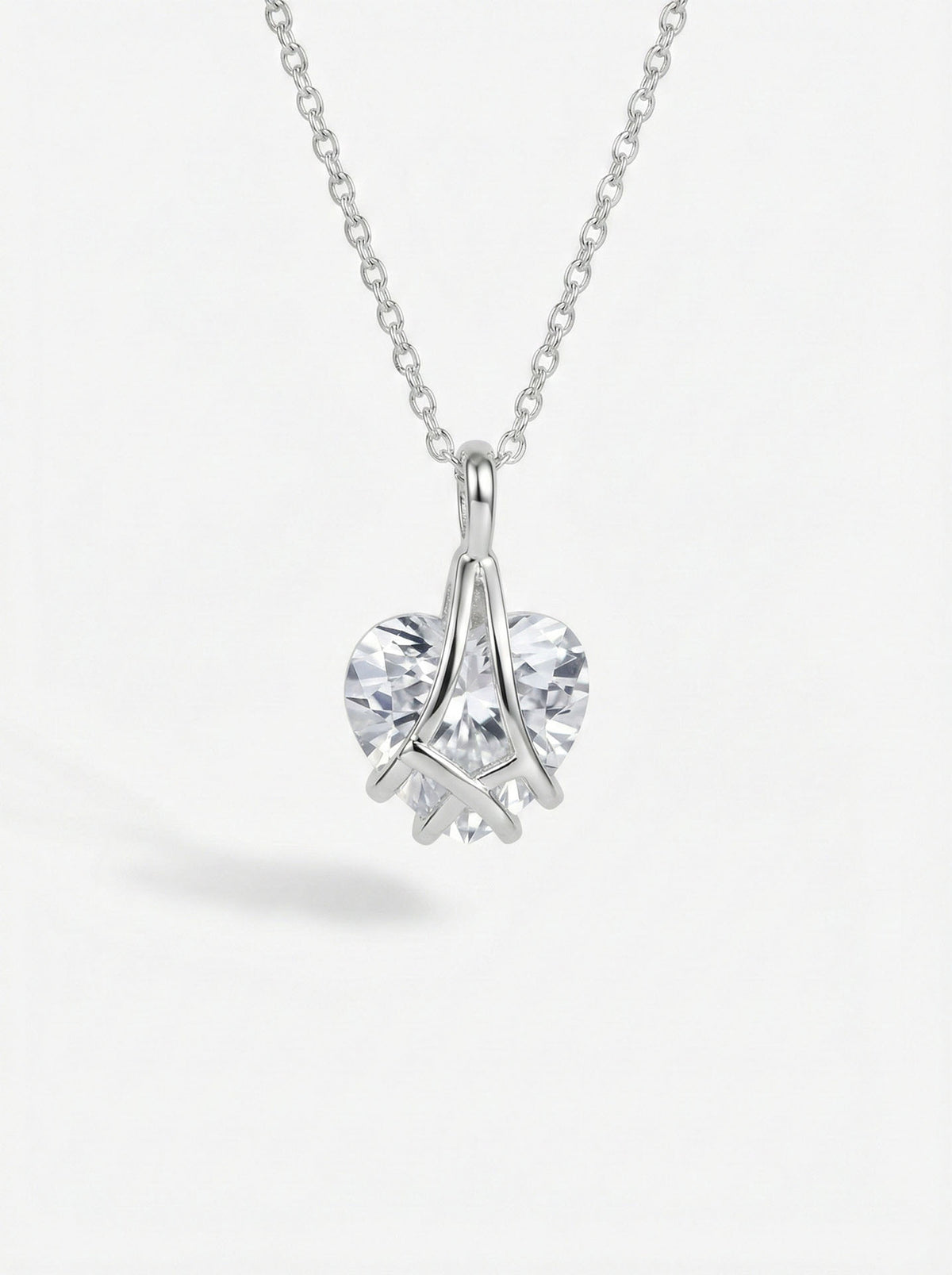 Rhodium Zircon Caged Heart Friendship Necklace in 925 sterling silver - view 3