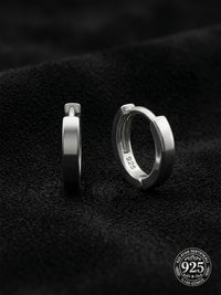 925 Sterling Silver Rhodium Plated Round Tragus - Piercing Hoop Earring - Pair (2x9mm)