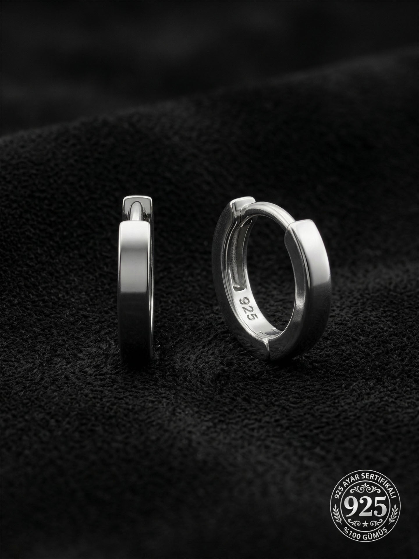 925 Sterling Silver Rhodium Plated Round Tragus - Piercing Hoop Earring - Pair (2x9mm)