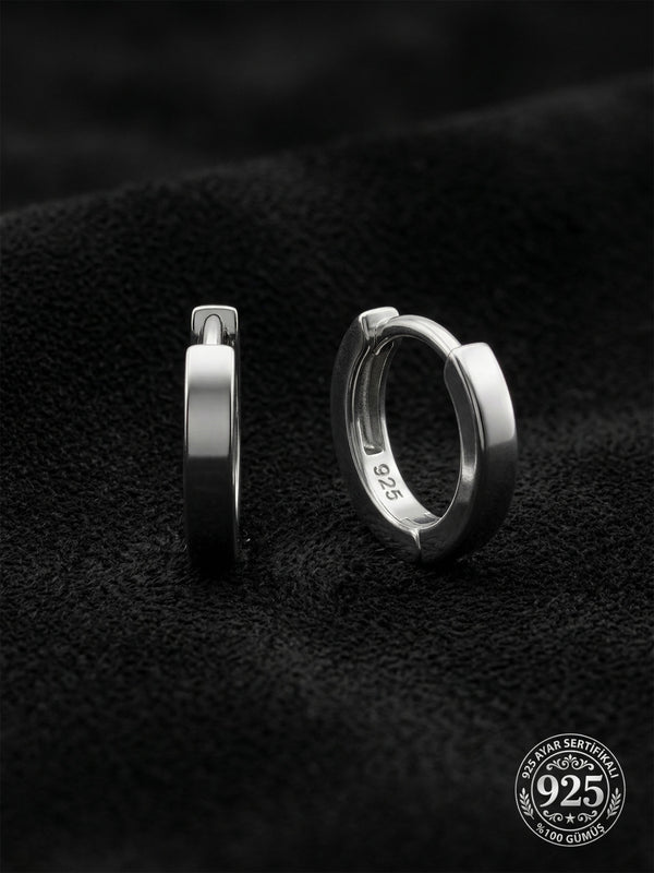 925 Sterling Silver Rhodium Plated Round Tragus - Piercing Hoop Earring - Pair (2x9mm)