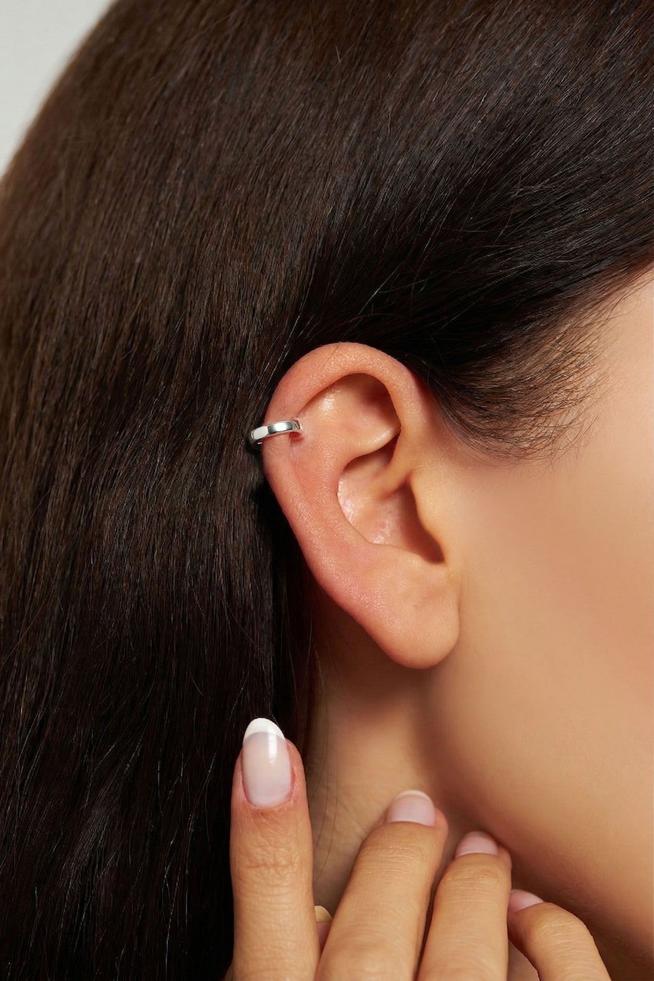Round Tragus Piercing Hoop Pair Earrings Rhodium Plated Silver