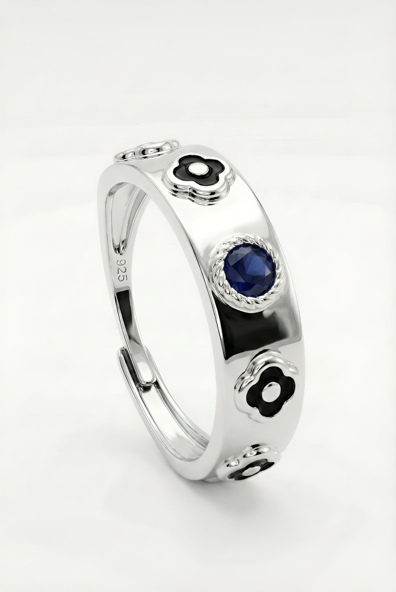Sapphire Fantasy Adjustable Ring Men's Silver