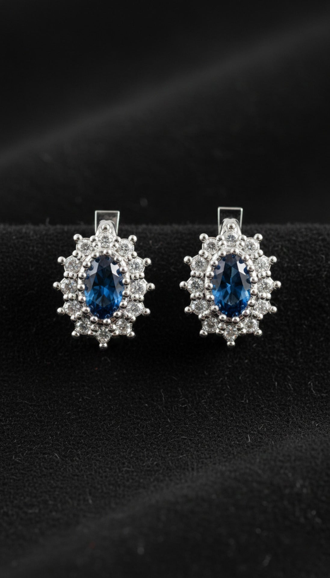 Sapphire Oval Kids Earrings Silver