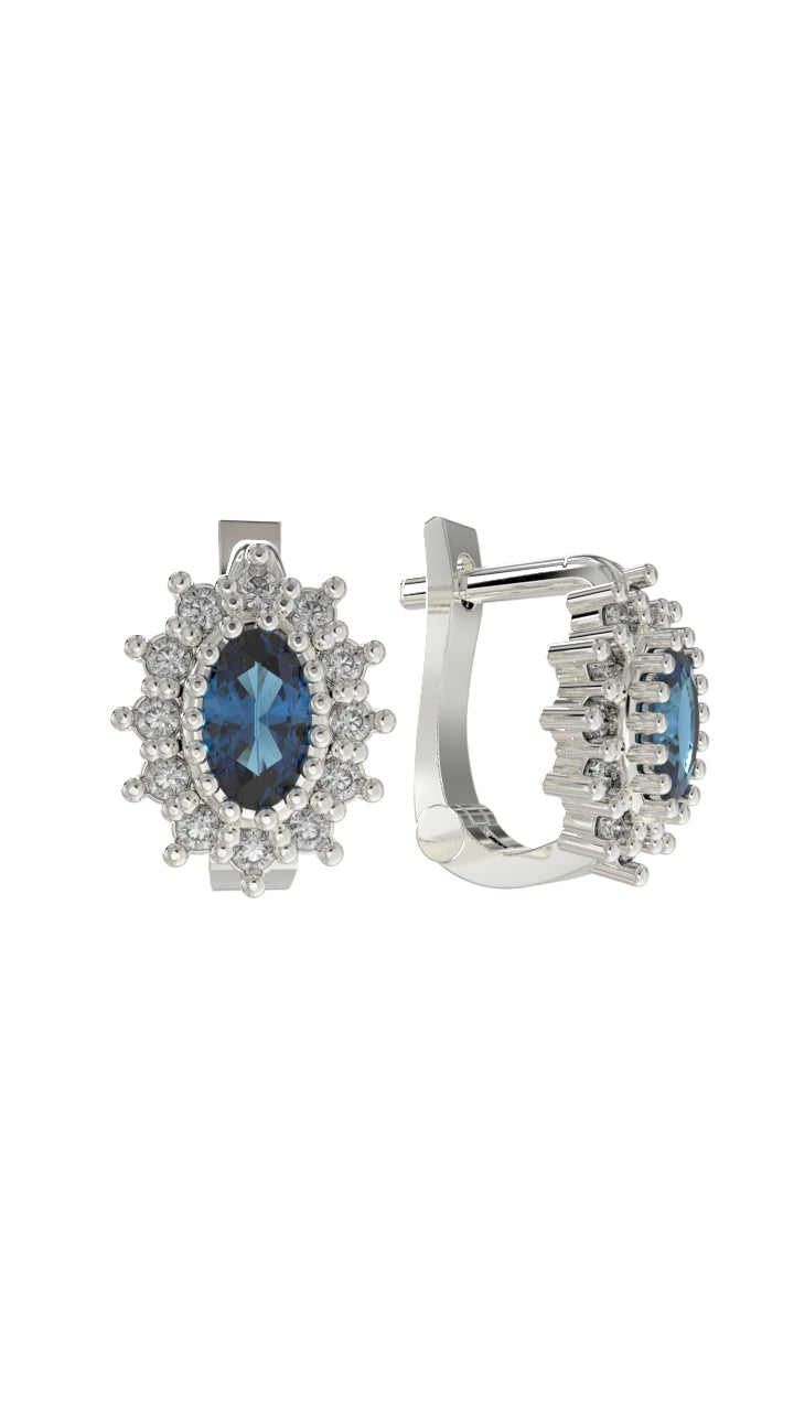 Sapphire Oval Kids Earrings Silver