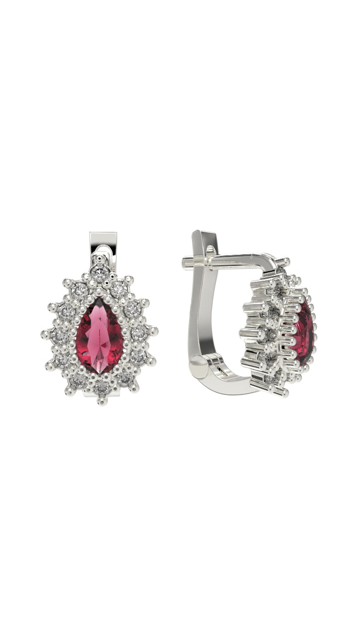 Ruby Drop Kids Earrings Silver