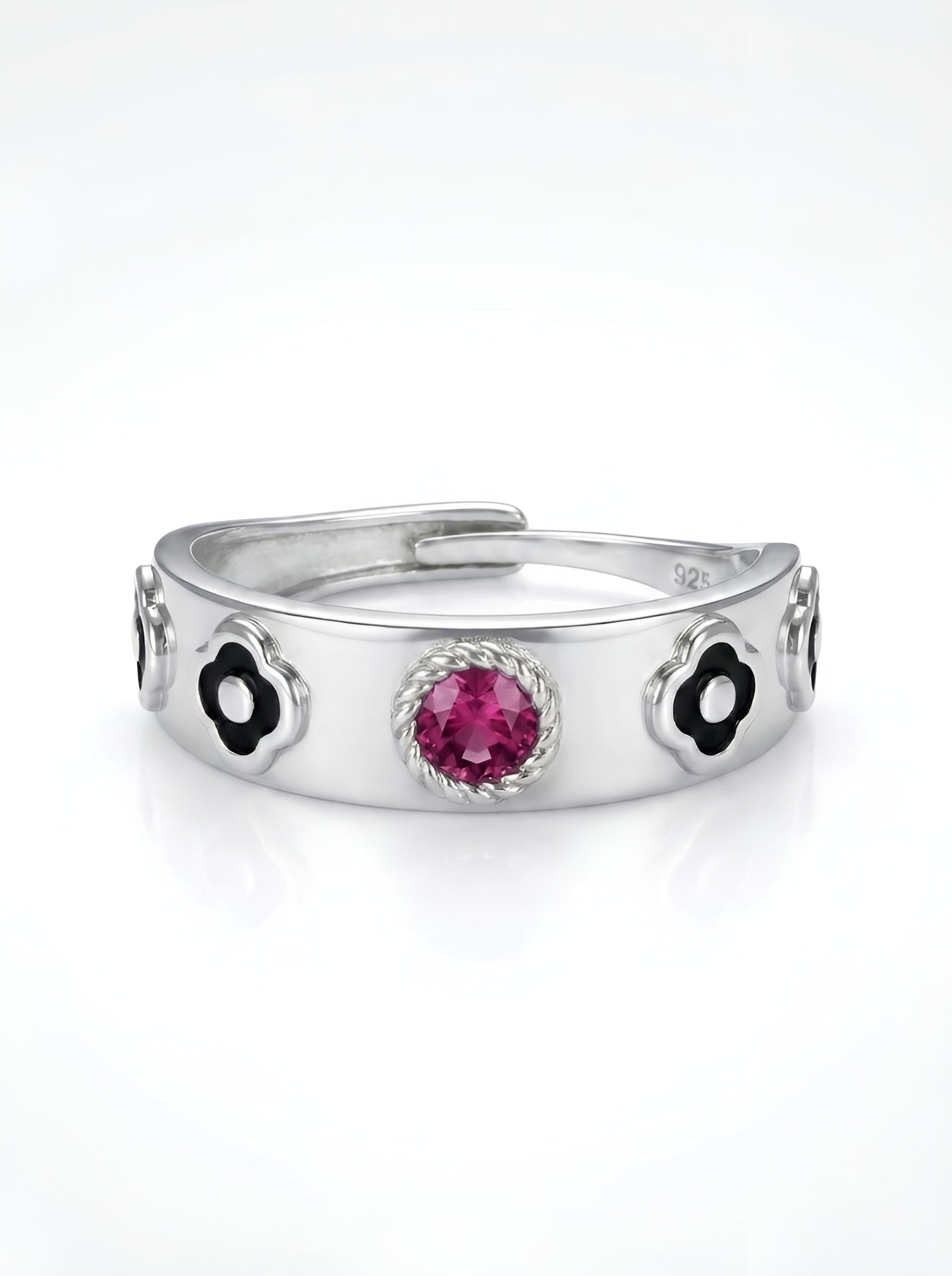 Ruby Fantasy Adjustable Ring Silver