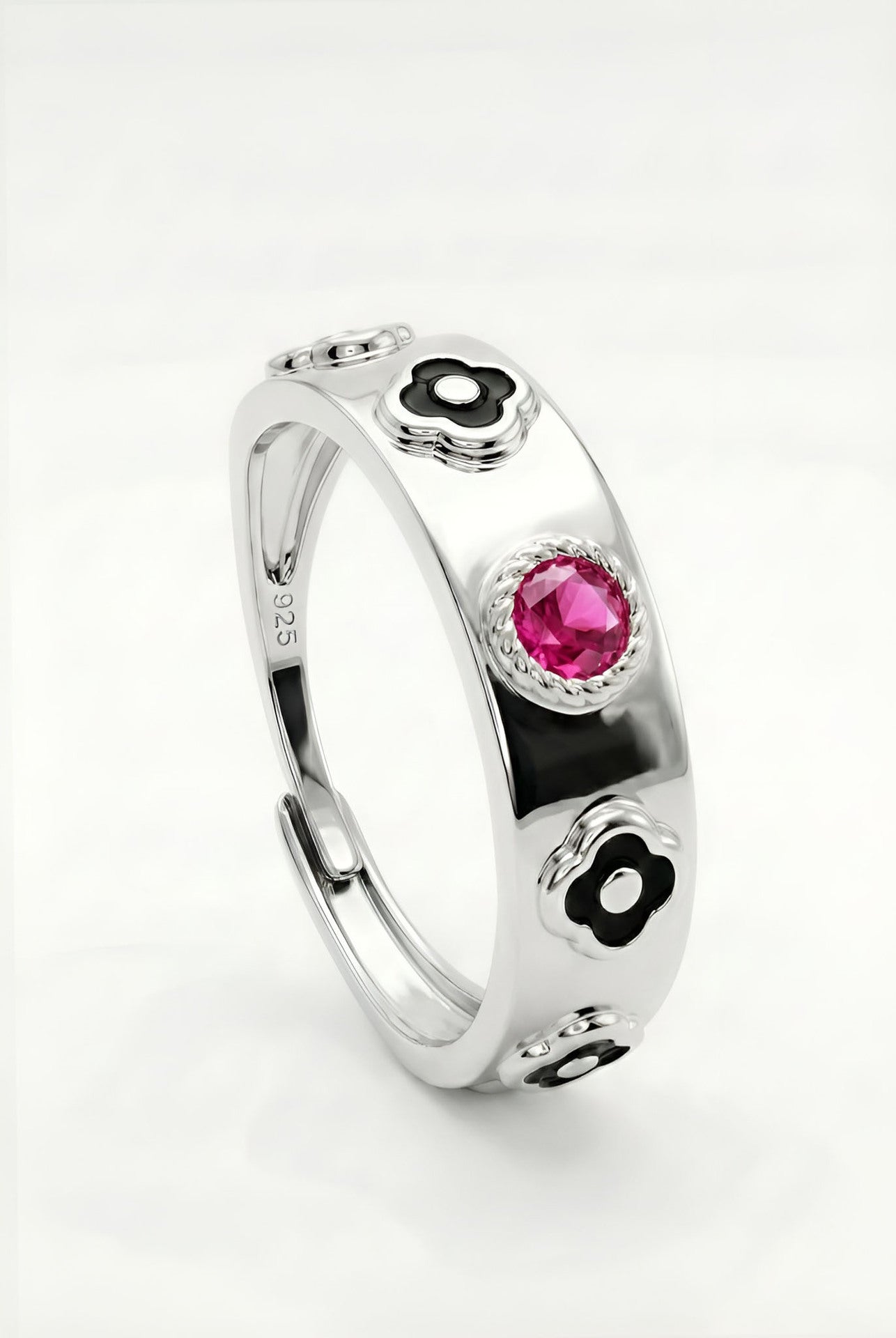 Ruby Fantasy Adjustable Ring Silver