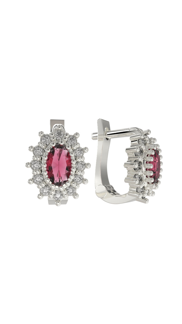 925 Sterling Silver Ruby Oval Children's Earrings