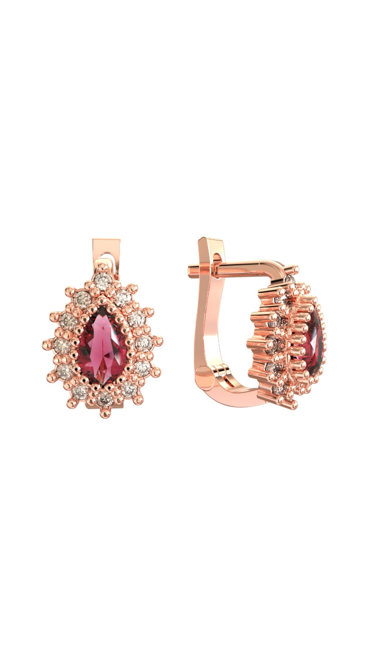 Ruby Drop Kids Earrings Rose Gold Plated Silver