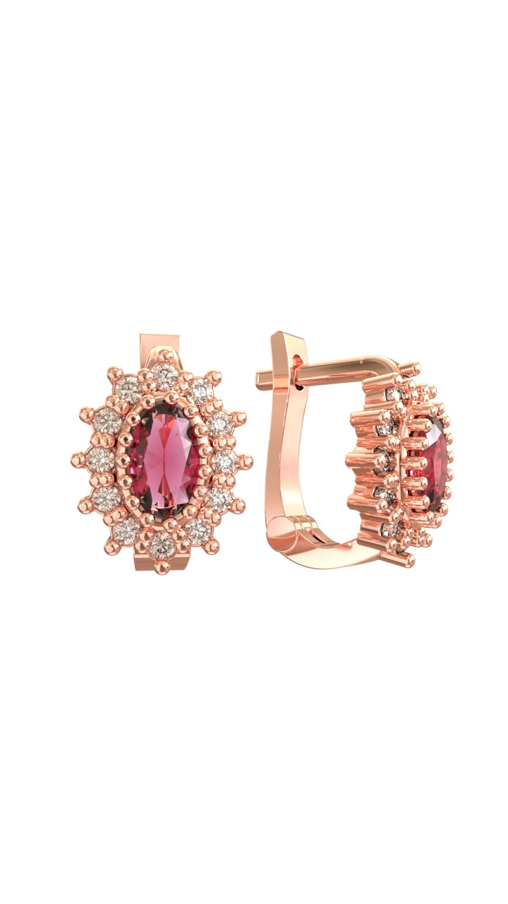 Ruby Oval Kids Earrings Rose Gold Plated Silver