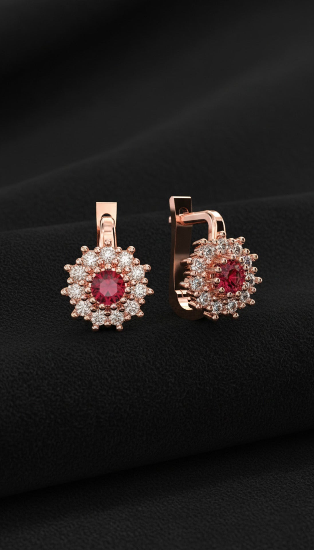 925 Sterling Silver Ruby Rose Round Children's Earrings