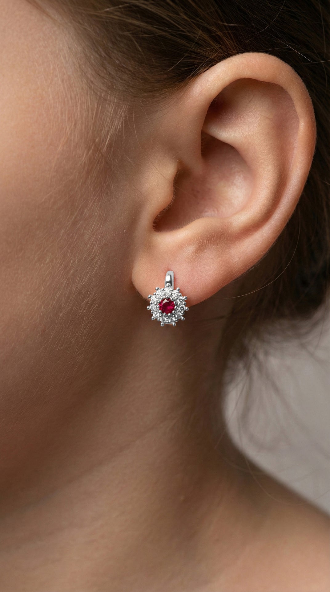 Ruby Round Kids Earrings Silver