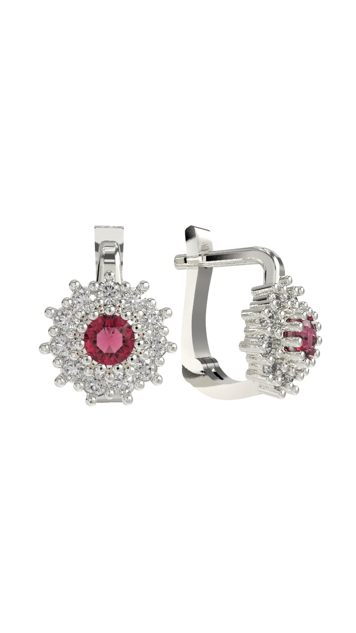 Ruby Round Kids Earrings Silver