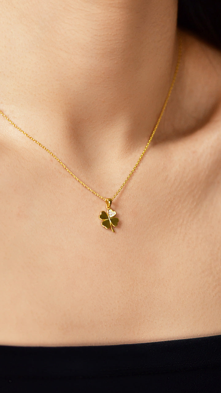 Gold Zircon Heart Necklace Earrings Set in 925 sterling silver - view 3