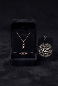 Rose Gold Zircon Necklace & Bracelet Set | 925 Silver