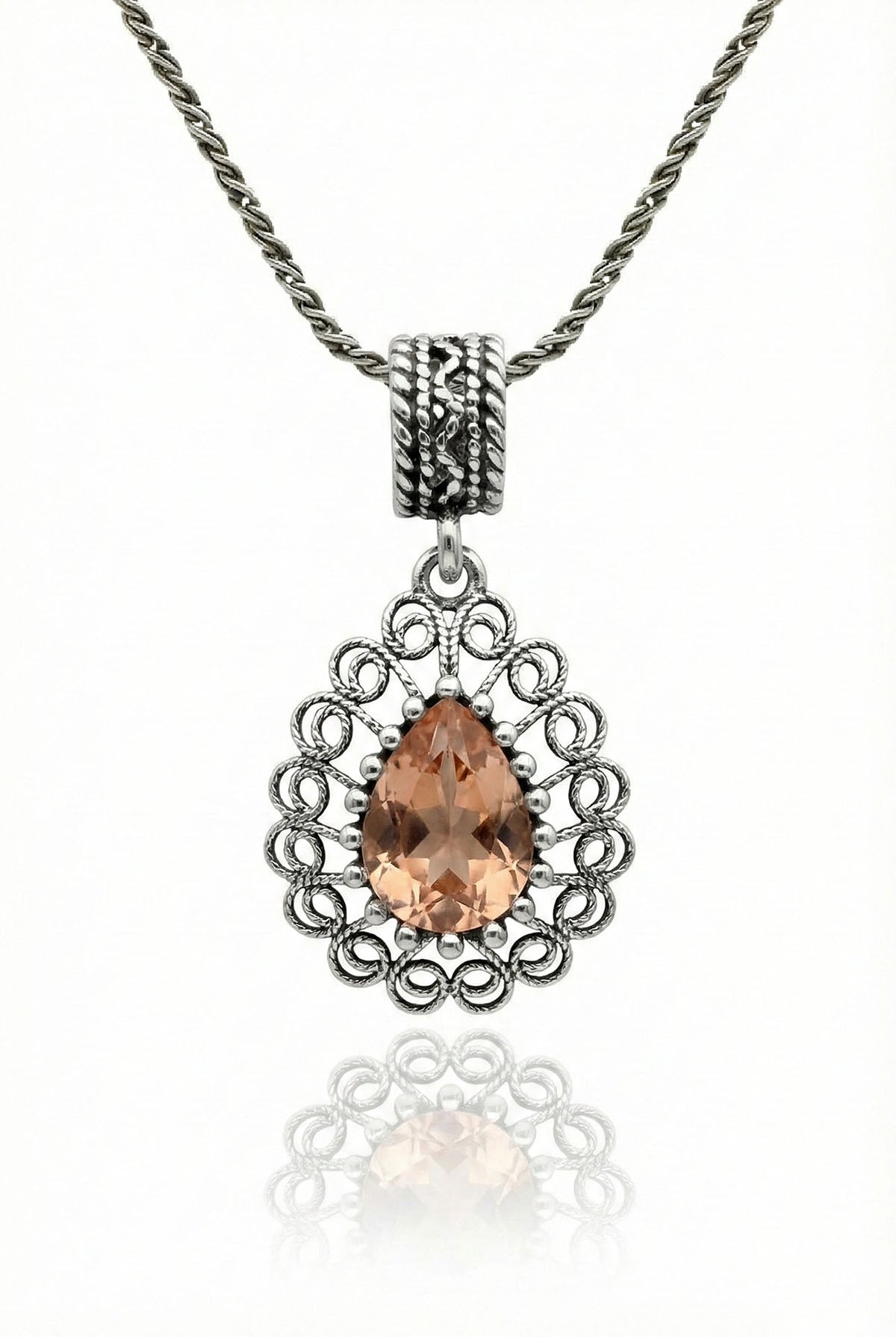 Teardrop Filigree Zultanite Pendant Necklace in 925 sterling silver - view 3