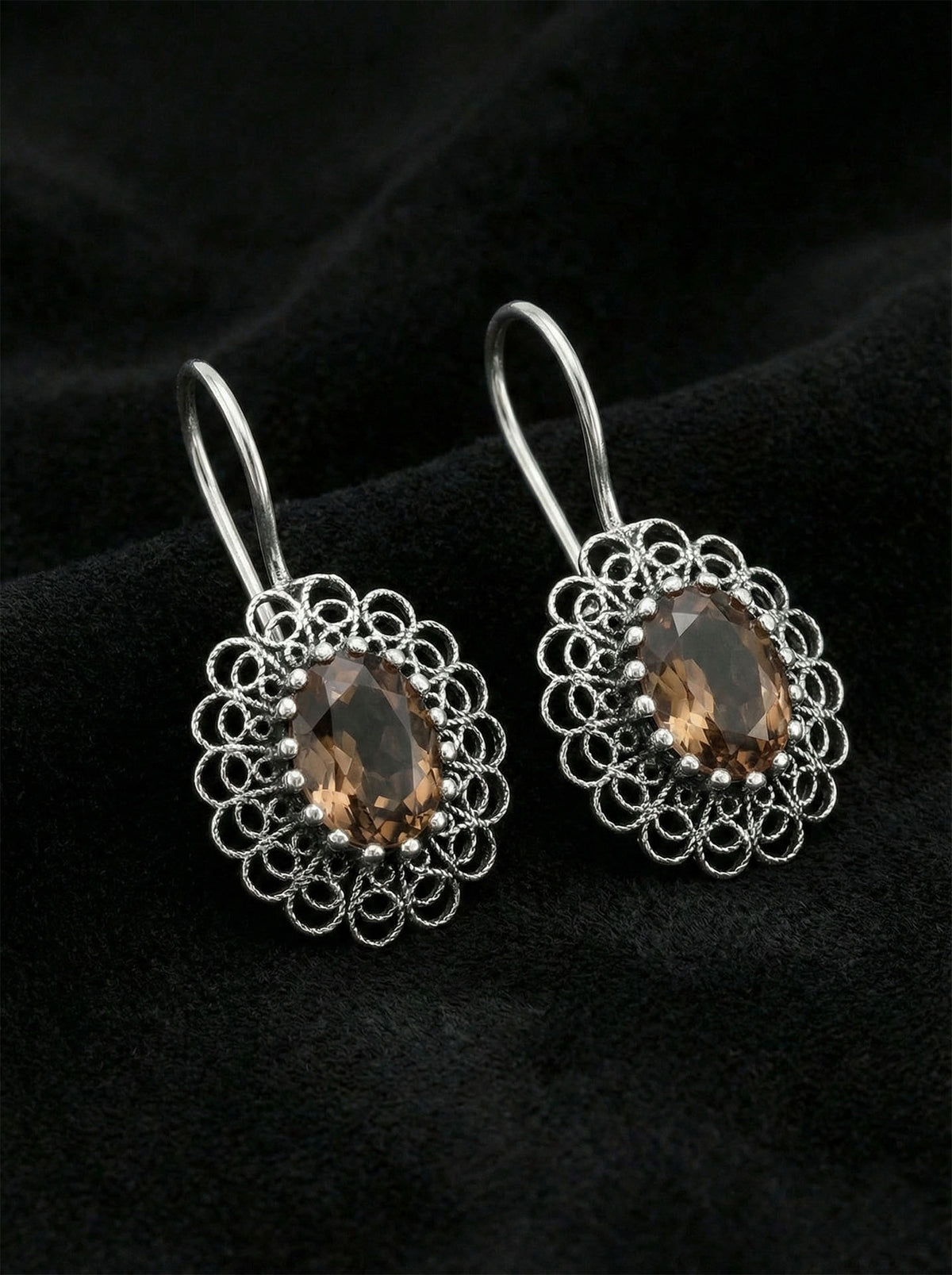 Oval Filigree Zultanite Drop Earrings in 925 sterling silver