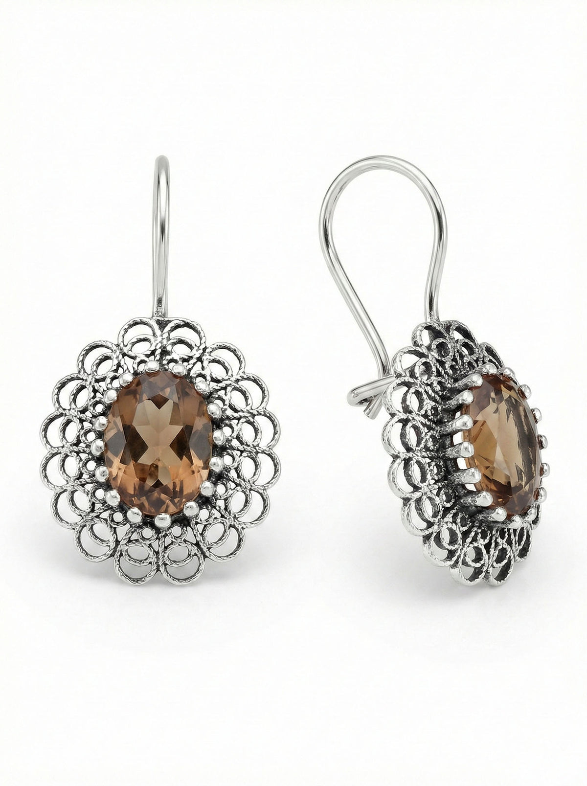 Oval Filigree Zultanite Drop Earrings in 925 sterling silver - view 3