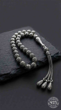 Globe Cut Tassel Wrist Fusion Embroidered-Style Traditional Prayer Beads Silver