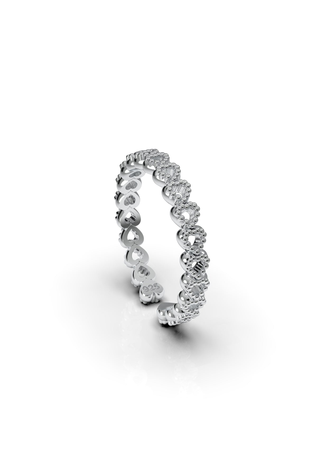 Oxidized Heart Eternity Ring - Adjustable in 925 sterling silver - view 5