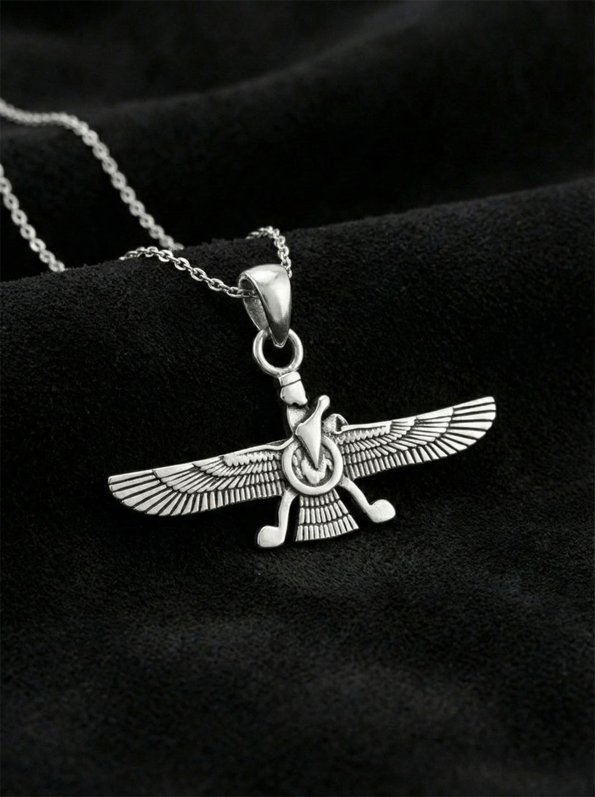 Oxidized Black Ahura Mazda Unisex Necklace in 925 sterling silver
