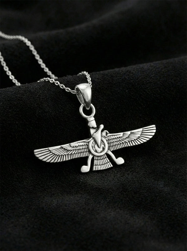 925 Ayar Oksitli Siyah Gümüş Ahura Mazda Unisex Gümüş Kolye
