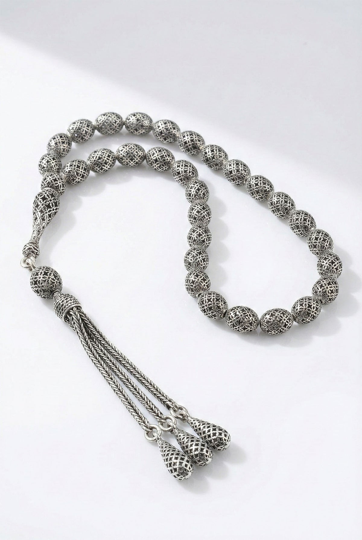 Ovale Filigran-Gebetskette Kleeblatt & Triple | 925er Silber