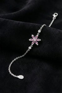 Armband mit rosa Lotusblüten-Edelstein | 925er Silber