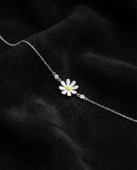 Rhodium 3D Enameled Daisy Zircon Bracelet | 925 Silver