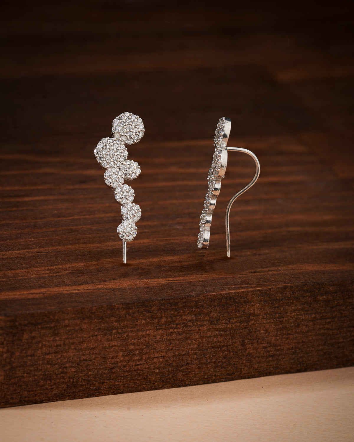 Planet Cluster Ear Climber Crawler Earrings in 925 sterling silver - view 3