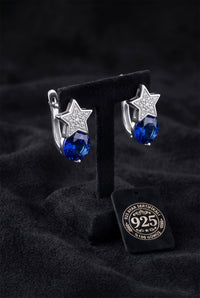 Sapphire Solitaire & Zircon Star Leverbacks | 925 Silver