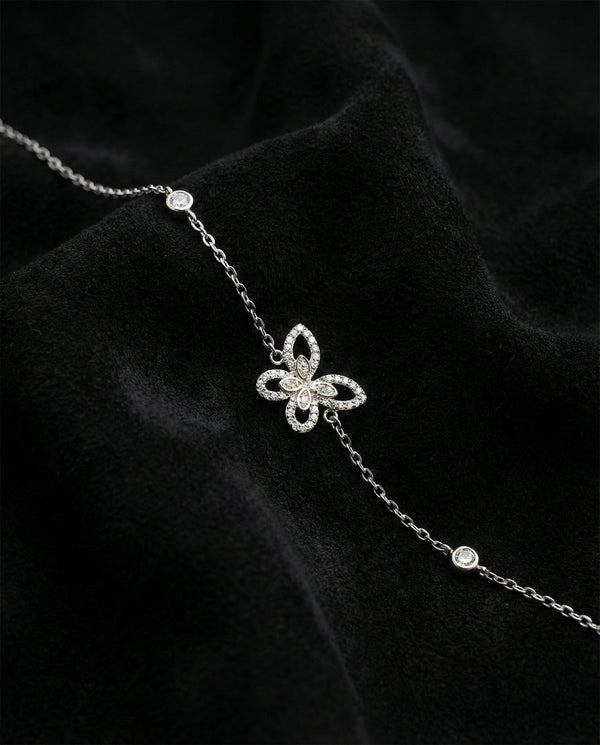 Bracelet papillon en zircon plaqué rhodium | Argent 925