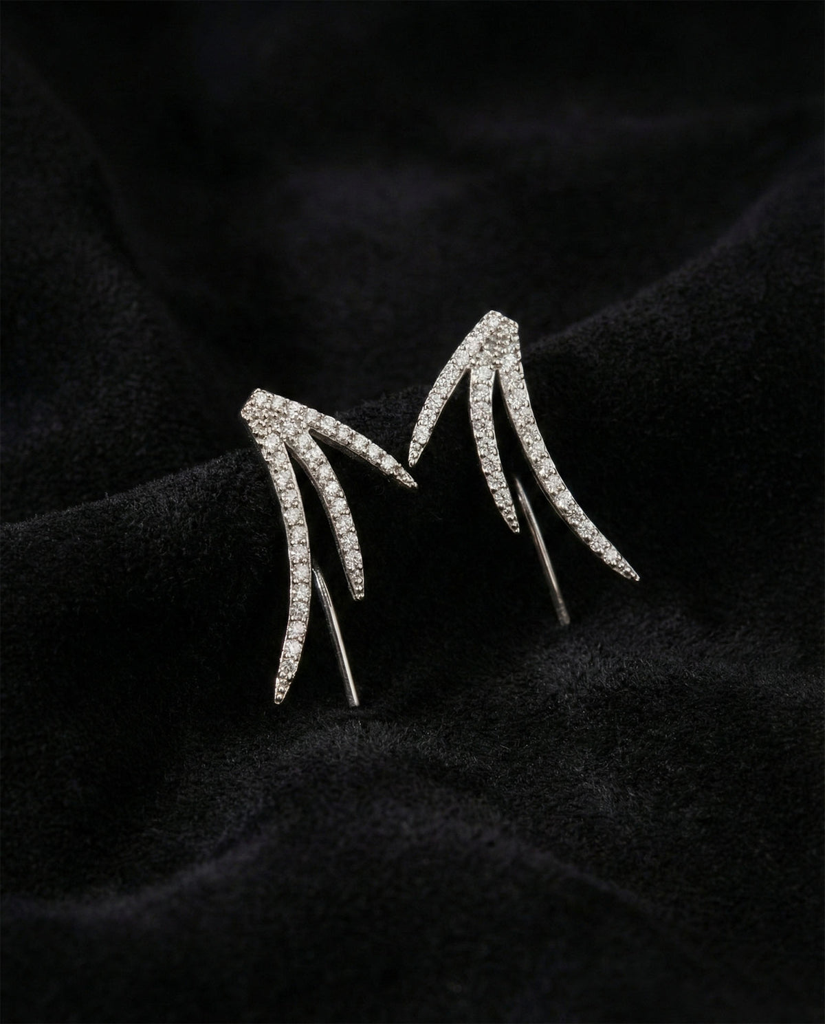 Rhodium Angel Wing Ear Climber Crawler Earrings in 925 sterling silver