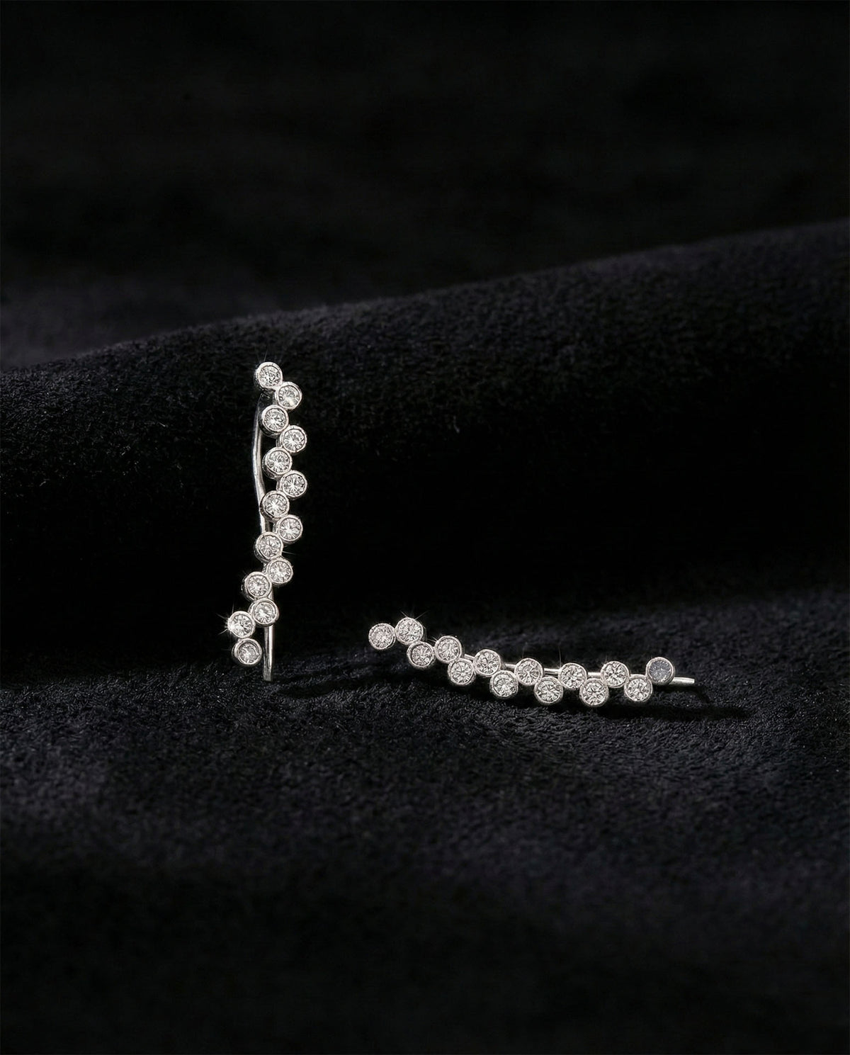 Zirkonia Ohrkletterer mit Zargenfassung aus 925er Sterlingsilber