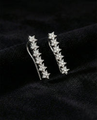 Rhodium Star Line Ear Climber Crawler Earrings | 925 Silver