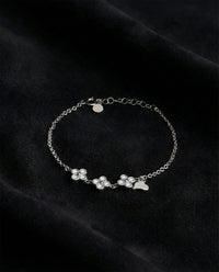 Armband mit dreifachem Blumen- & Herz-Anhänger aus Zirkonia | 925er Silber