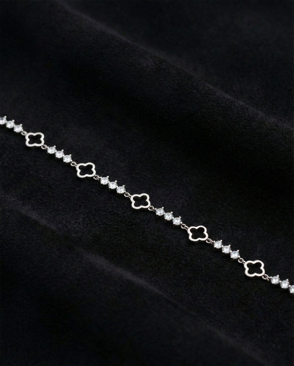 Bracelet tennis trèfle plaqué rhodium | Argent 925
