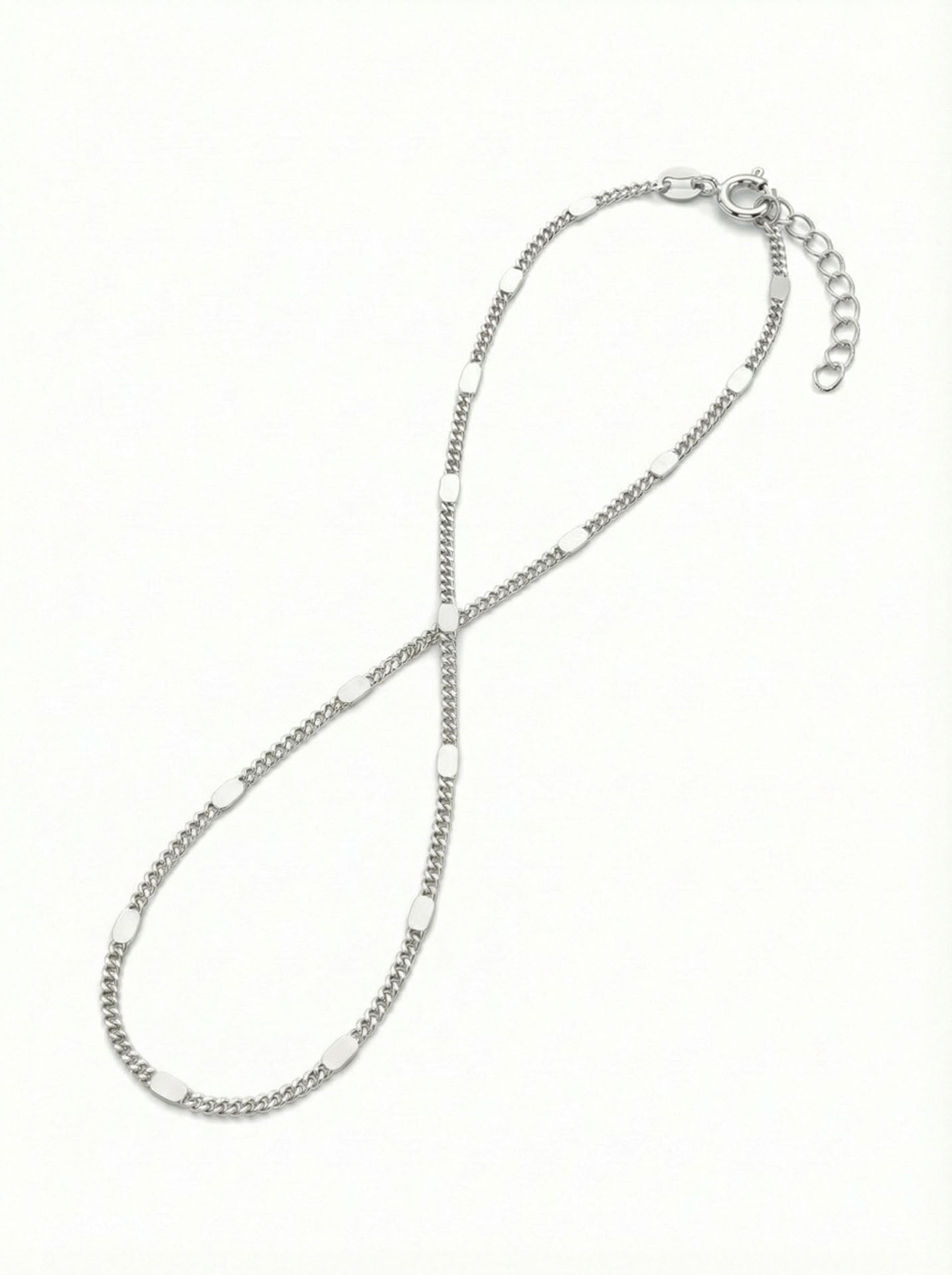 Elegant Press Chain Shahmaran Bracelet Rhodium Plated Silver