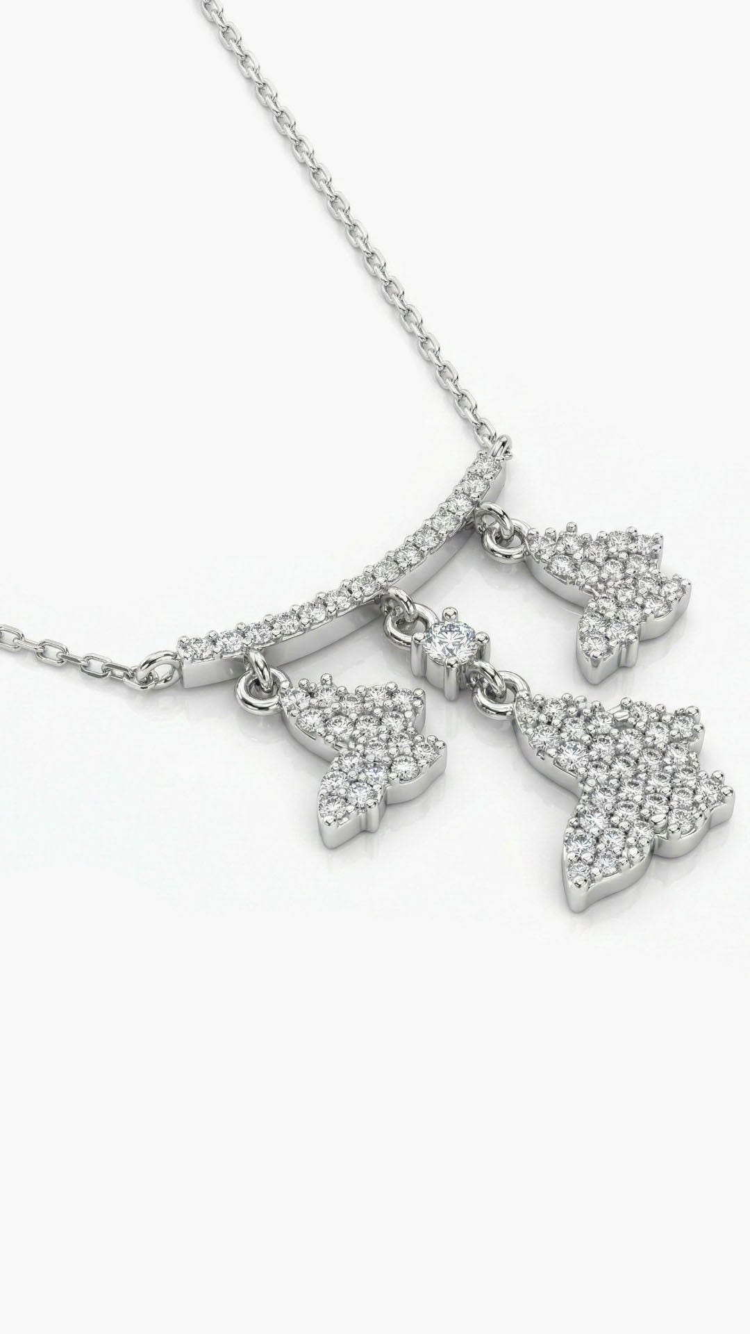 CZ Clover Detailed Snow Piece Bracelet Rhodium Plated Silver