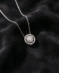 Round Halo Sliding Adjustable Zircon Necklace | 925 Silver