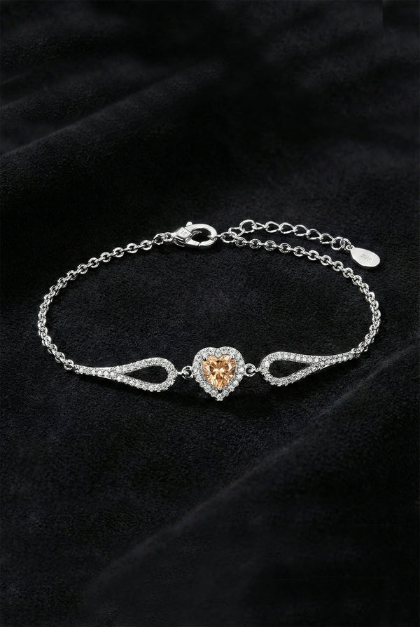 Bracelet halo cœur en citrine | Argent 925