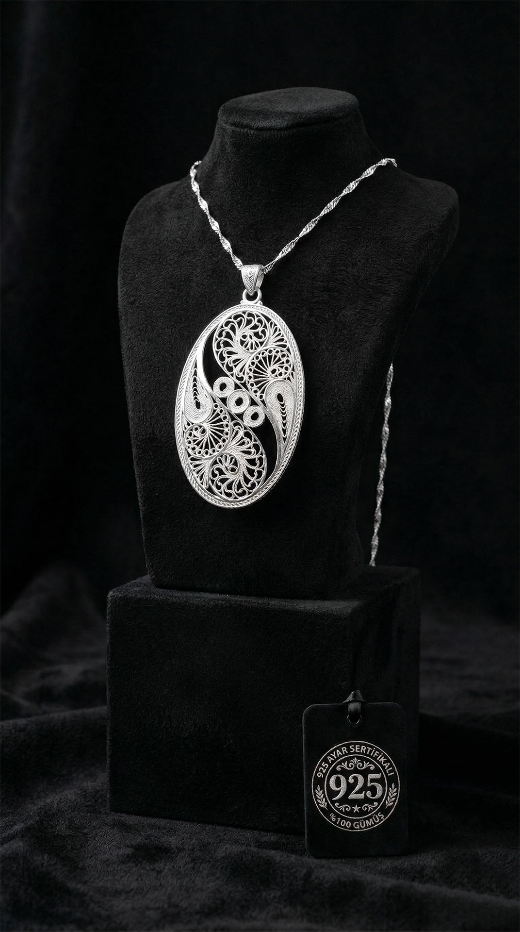 925 Sterling Silver Filigree Handmade Special Edition Oval Life Cycle Medallion Necklace