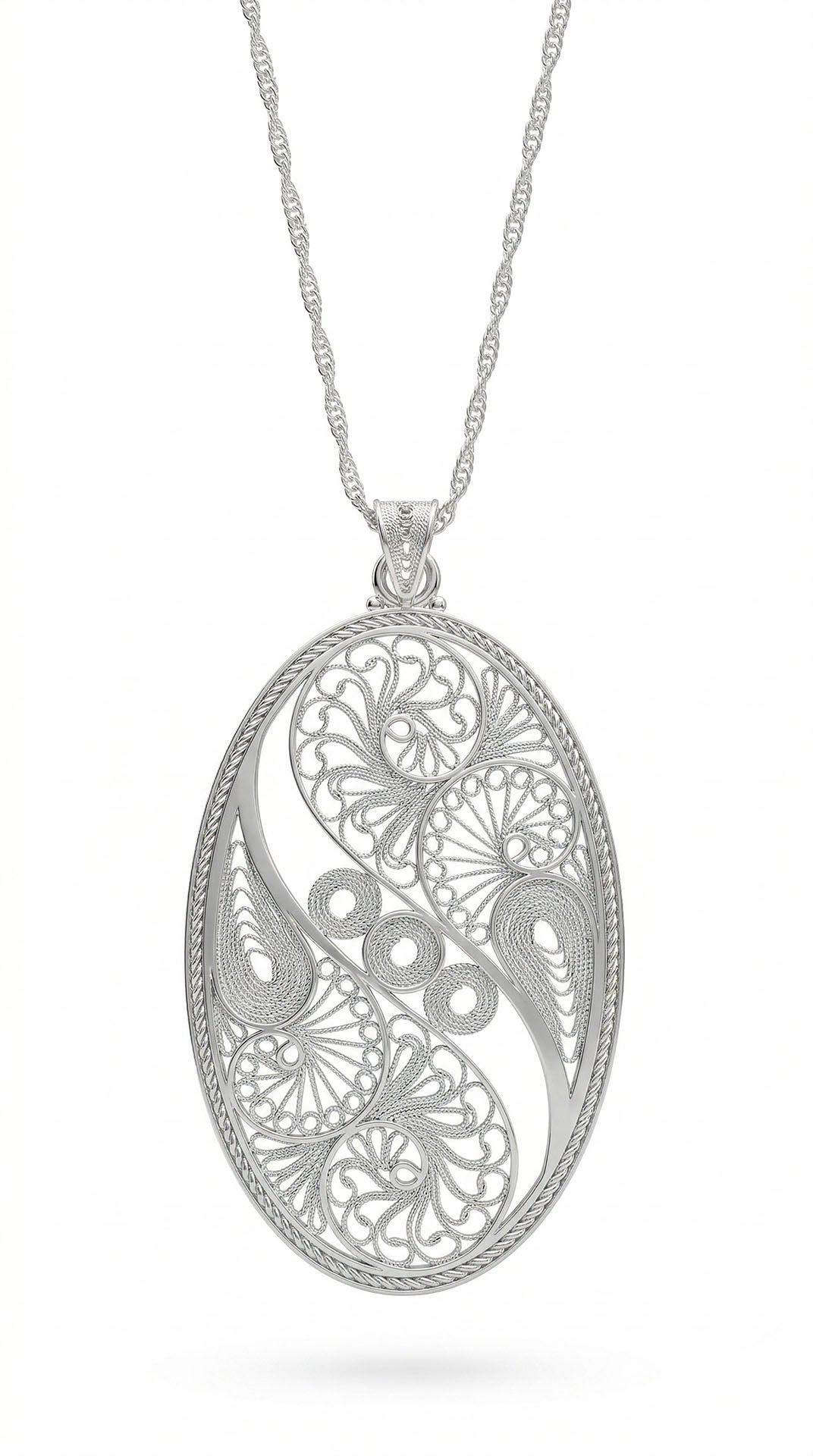 Filigree Handmade Special Series Oval Life Cycle Medallion Necklace Silver