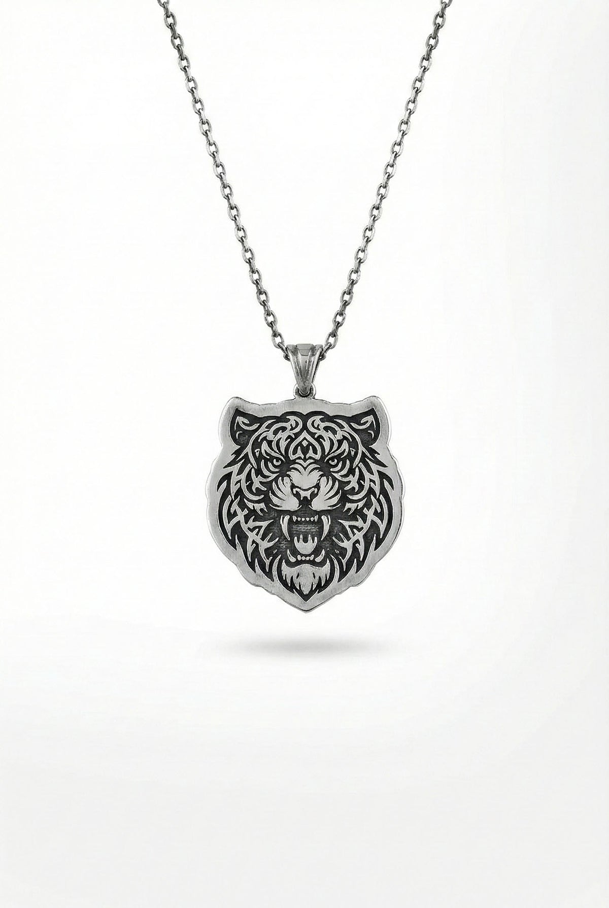 Tribal Tiger Medallion Unisex Necklace 45-55cm in 925 sterling silver - view 4